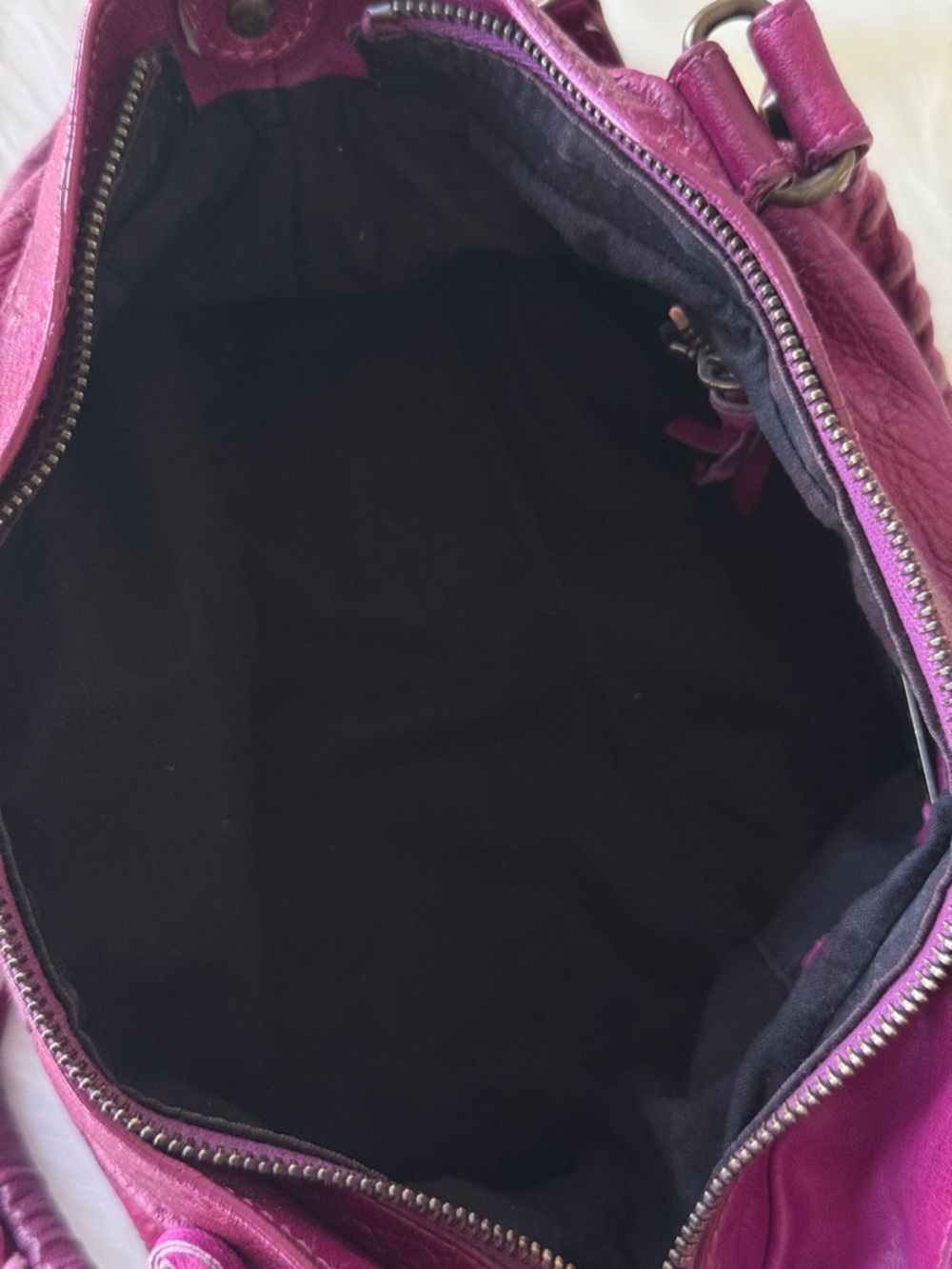 BALENCIAGA CITY BAG FIRST BAG 2005 CHÈVRE LEATHER PURPLE VINTAGE W/MIRROR - Picture 15 of 16